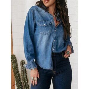 Washed Button Down Denim Shirt